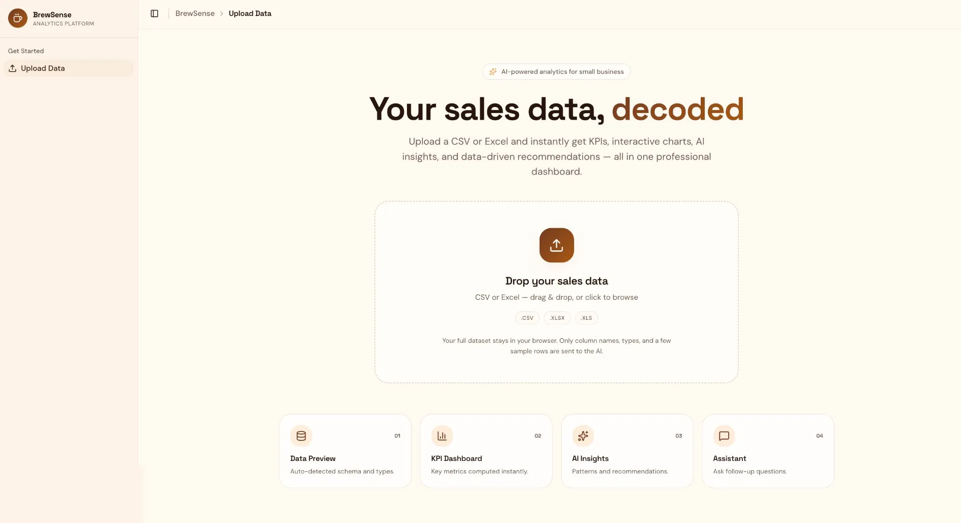 BrewSense — upload sales data